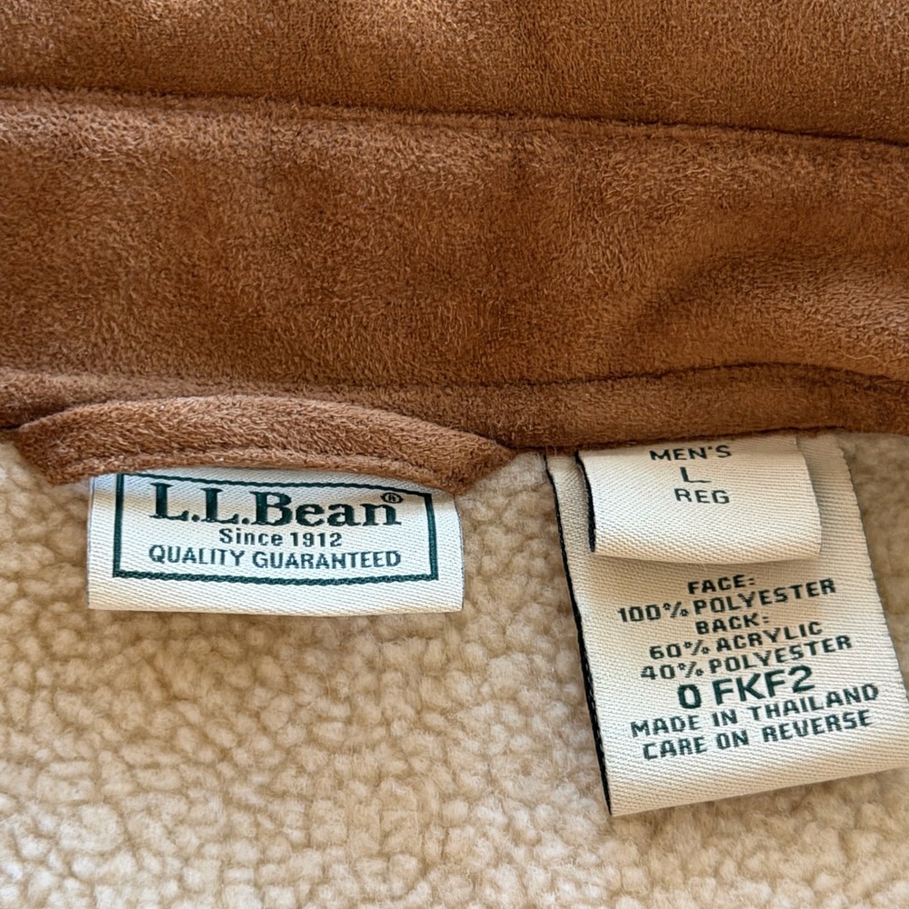 Men’s LL Bean Brown Suede Look Jacket/Coat Sz L